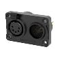 C5F2C-W-B XLR 5pin combined male & female dual receptacle IP65, black shell, golden contacts