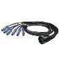 Break-Out Socapex 19pin Male to PowerCon Blue Females - 6 feet - 12/3 SJOW - Black