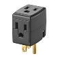 692E Grounded Triple Cube Tap 15A 125V - Male 515P to 3 Female 515R - Black - UL