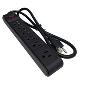 6-Way U-Ground Power Strip with male Edison 515P 3' cord - All Black with switch only - cULus