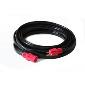 Extension Cord Flat 12/3SJTW - 25 foot, cUL, Nema 5-15 male to female edison 125v/15A - Red Connectors /  Black Cord